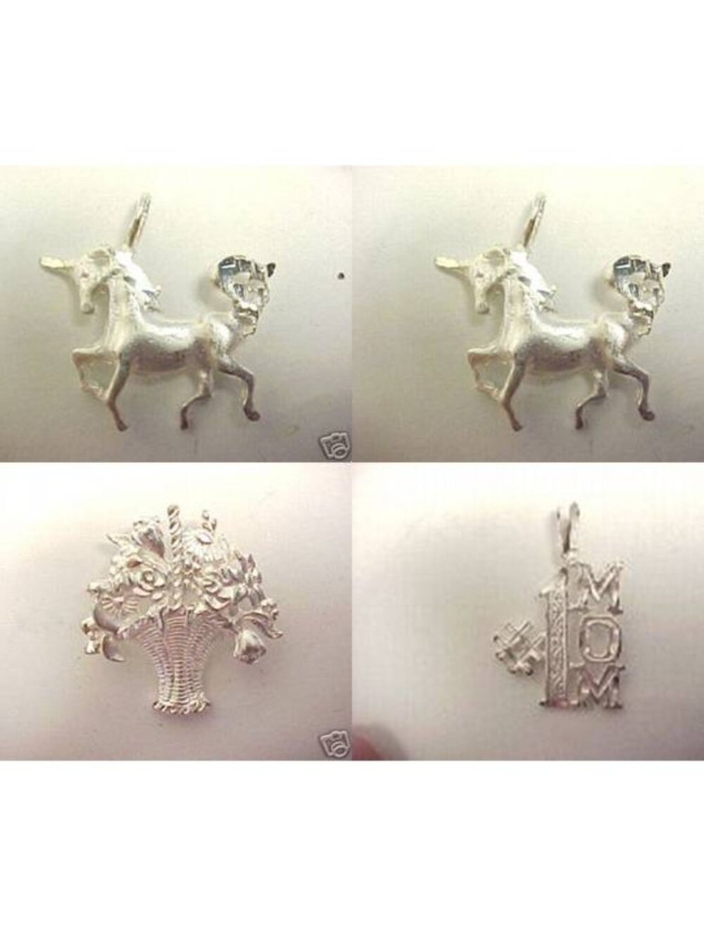 Lot of 4 "925" Sterling Silver Pendants & Pin